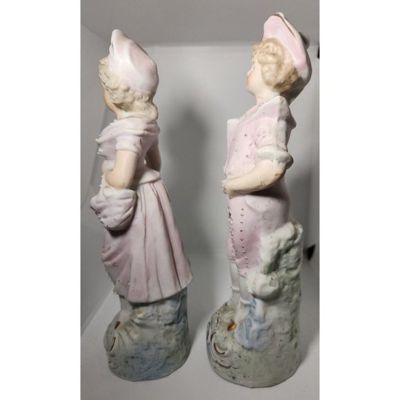 Antique Bavarian Porcelain Figurine Woman and Man Pair (read) - Picture 4 of 12